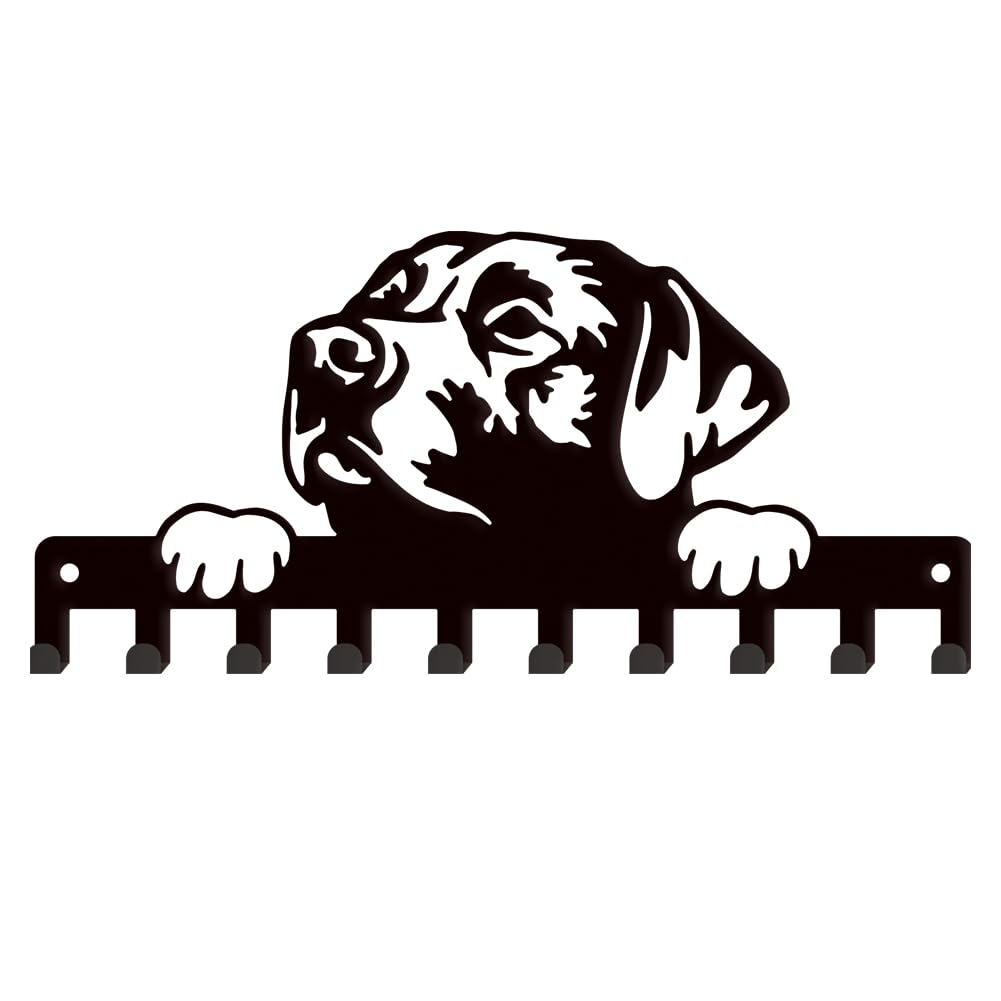 Portachiavi Da Parete A Forma Di Zampa Di Cane Con 7 Ganci – Organizer In Metallo Per Ingresso E Corridoio – Regalo Per Amanti Dei Cani (Labrador, 33,5 Cm)