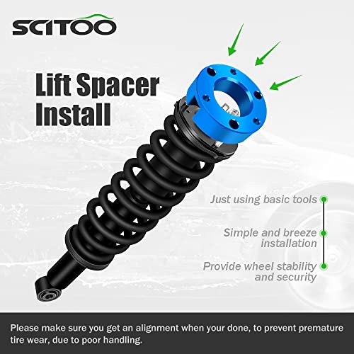 Scitoo 3 Inch Front 2 Inch Rear Leveling Lift Kit For Chevy 2007-2020 Lift Strut Spacer Compatible For Chevrolet For Silverado 1500 2.7L 2020 Front Lift Spacers Rear Lift Blocks #TOP3