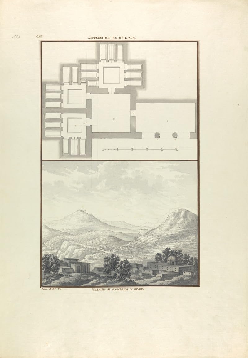 Upper Image: Sepolcri Dei Re Di Giuda: Lower Image: Villagio di S. Giovanni in Giudea (ca. 1750) Poster Print by Giovanni Battista Borra (24 x 36)