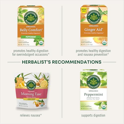 Image of Traditional Medicinals Organic, Belly Comfort Lozenges, Lemon Ginger - Supports Nausea Relief and Occasional Indigestion - Non-GMO, Stimulant-Free - 30 Individually Wrapped Lozenges