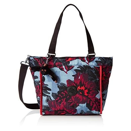 Kipling New S, Shopper Donna, Multicolore (REF35B Rose Bloom Blue), 42x27x13 cm (B x H x T)