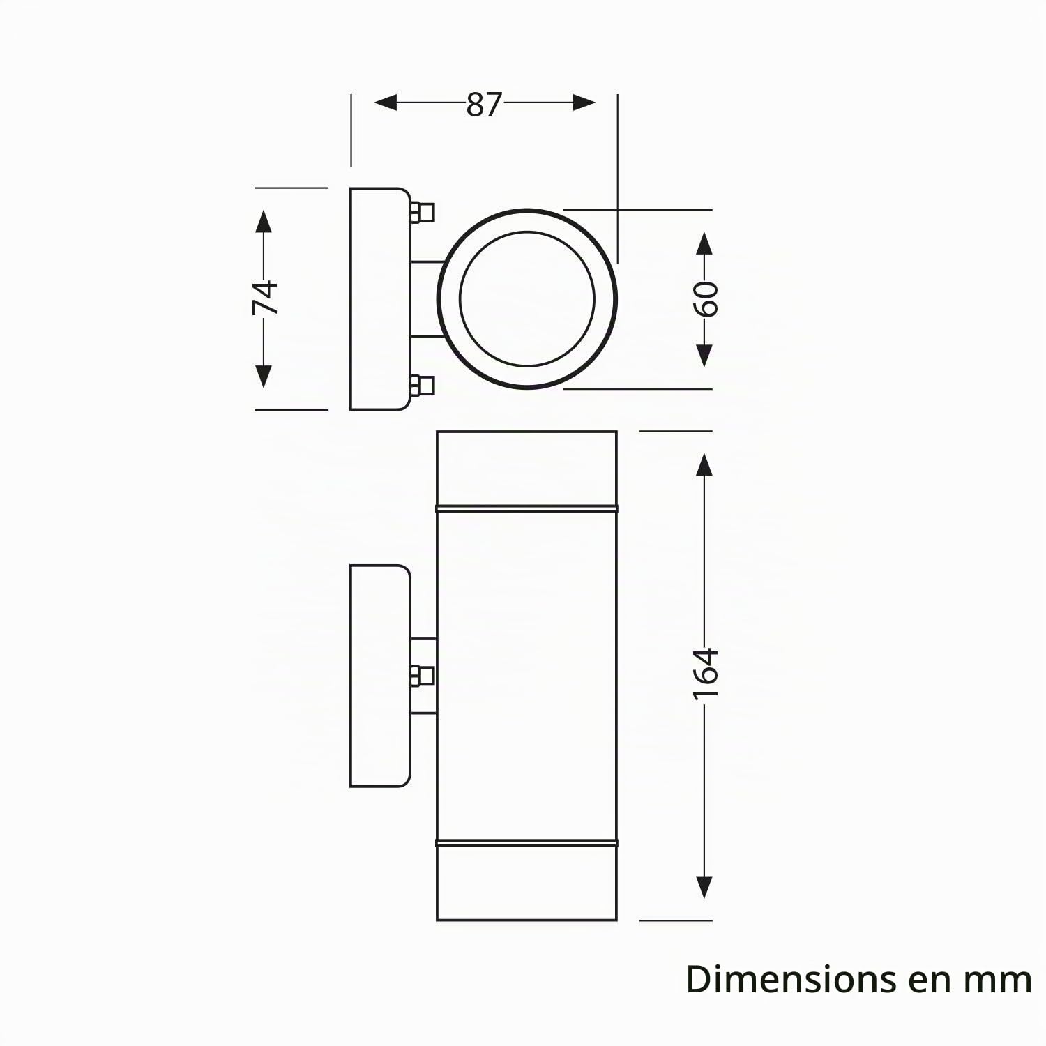 ledscom.de 2 appliques murales WEDO pour l'extérieur, IP44, éclairage vers le haut/vers le bas, acier inoxydable mat, rondes, 2 x GU10, max. 35 W