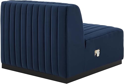 Miniatura 133 de Modway Conjure - Sofá seccional tapizado de terciopelo de alto rendimiento, con canal, silla sin brazos en negro y gris Negro-Gris,Negro