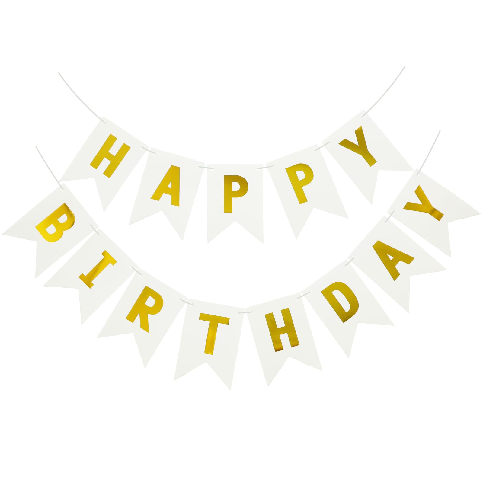 Happy Birthday Banner Regenbogen – Mit Goldfolien-Buchstaben, 5 M Band, Wimpelkette