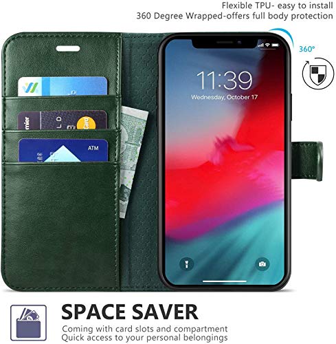 Image of ClickCase Vintage Series for Motorola Moto G05 Leather Wallet Flip Case Kick Stand Magnetic Closure Flip Cover for Motorola Moto G05 (Green)