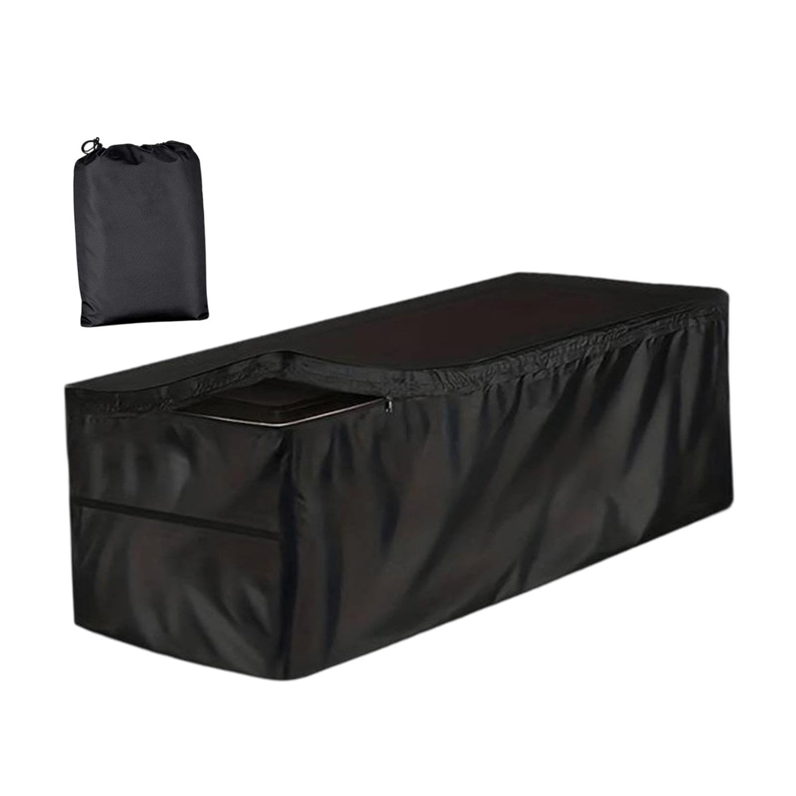 Housse de Coffre de Jardin Imperméable et Coupe-vent avec Fermeture éclair et Cordon de Serrage, Idéale pour Un Banc de Terrasse Ou Aérer Votre, 158cmx76cmx69cm