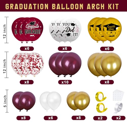 Image of Graduation Decorations Class of 2026 - Maroon and Gold Graduation Decorations - Balloons Boxes with Letters 2026 GRAD So Proud of You, Congrats Grad Party Decorations for Any Grades