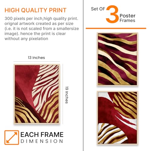 Image of ARTELLY Boho wall Art Paintings Modern Art Framed Wall Painting for Living Room Bedroom - Wall Posters | Paintings with Frame Set of 3 (Boho 3, 13x19 inch)