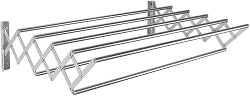 LANDBEAUTY Percheros de secado de ropa de acordeón de acero inoxidable para montaje en la pared (XL-31.5 pulgadas de longitud fija)