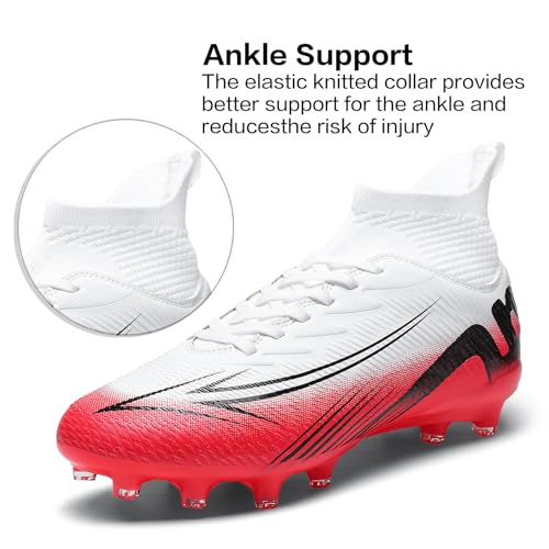 Image of Soccer Cleats for Mens Womens High Tops Lace Up Unisex Football Shoes Indoor Turf Soccer Shoes AG FG TF for Beginners to Advanced Players