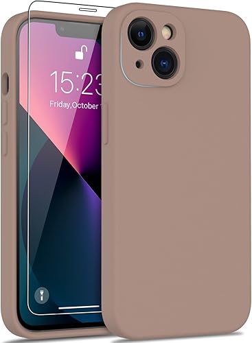 DEENAKIN Funda para iPhone 13 con protector de pantalla cubierta de cámara mejorada goma de gel de silicona suave probada en caídas de 16 pies funda