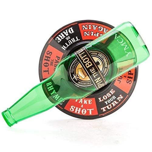 Image of Go Hooked Spin The Bottle Drinking Game with Green Spinner | Truth or Dare, Pass The Shot, Rhyme & More | Fun Party Game for Adults | Compact Bar Games for House Parties & Celebrations