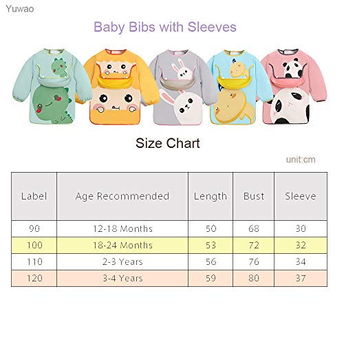 Baby slabbetjes met mouwen, unisex waterdichte slabbetjes met lange mouwen, slabbetjes, cartoon dier kwijlen slabbetje… - Image 8
