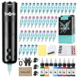 Dragoart Knight2 Tattoo Gun Starter Kit, Full Tattoo Supplies, Wireless Tattoo Gun, 40*Cartridge 316 Needles, 10000Rpm Coreless Motor Tattoo Pen, Tattoo Kit for Beginners Complete Set