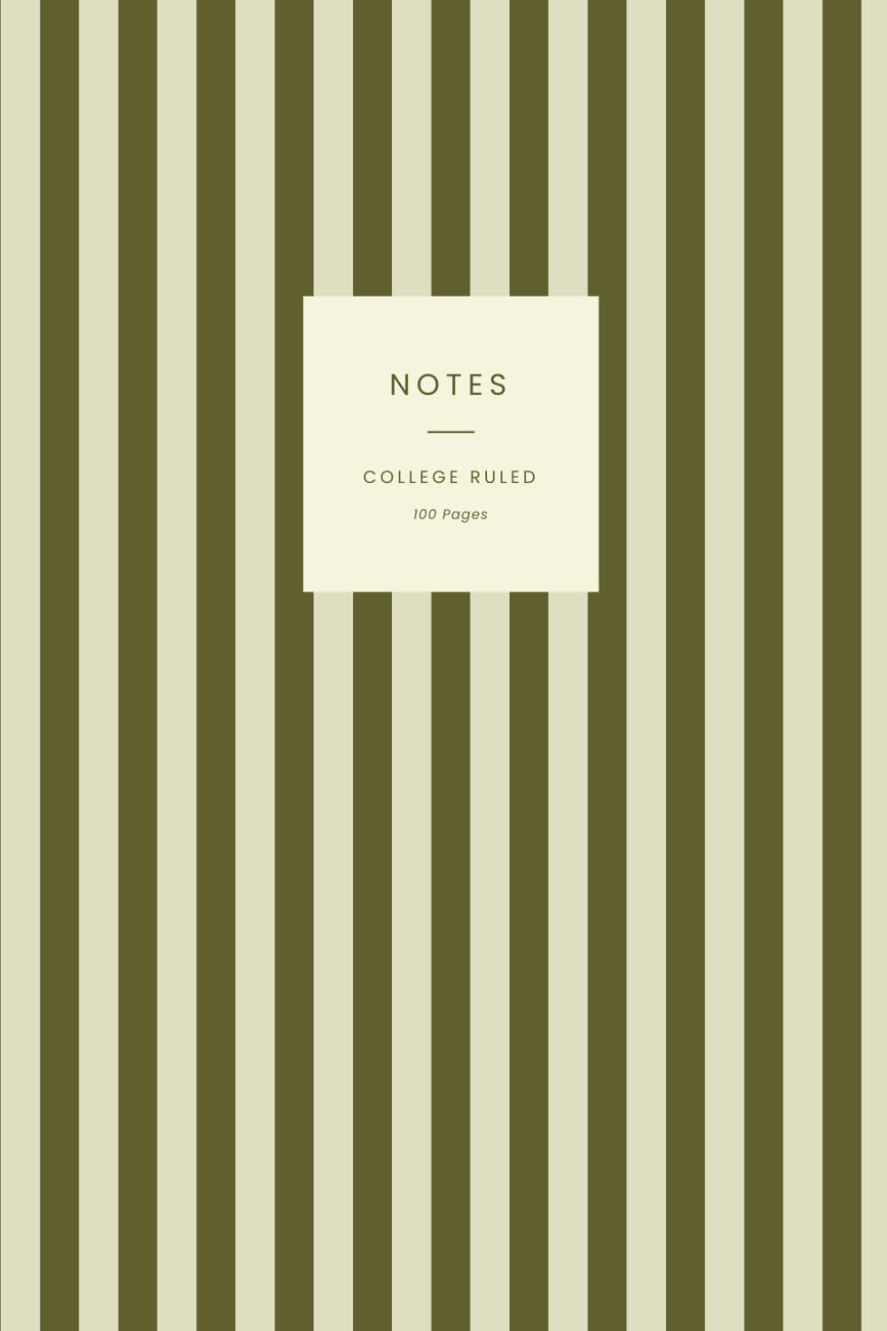 Olive Green Striped College Ruled Notebook | Soft Cover, 100 Pages, 6"x9"