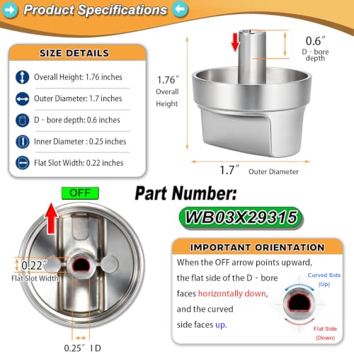 Image of Stove Knob WB03X29315 Compatible with GE Profile Stove Knobs Replacements