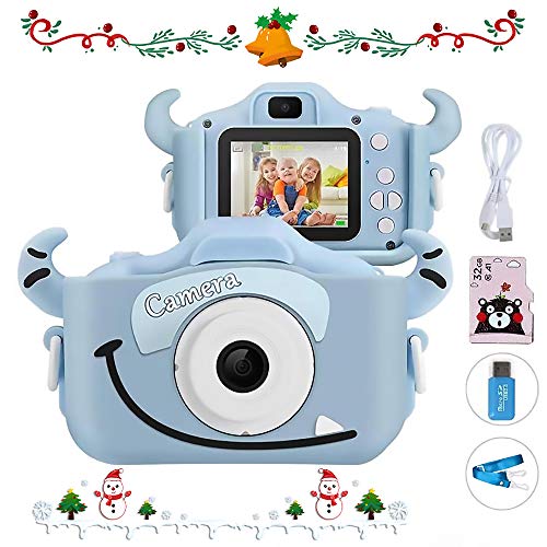 SoloKing Cámara para Niños,Video Cámara Infantil con 12 Megapíxeles,Doble Lente,Pantalla LCD de 2.0 Pulgadas,Video HD de 1080P,32GB Tarjeta de Memoria Incluida (Azul)