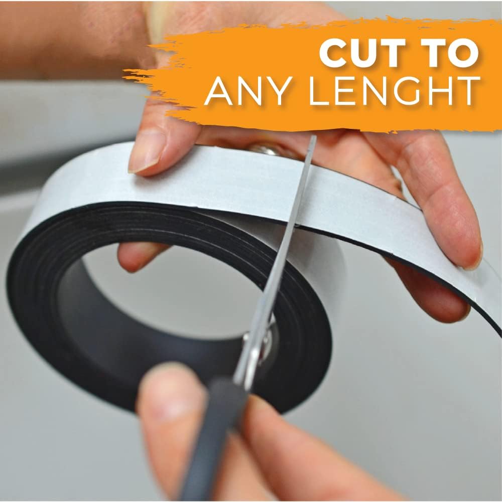 WOD MAG03-WOE Dry Erase Magnetic Whiteboard Strip Tape - 2 inch x 10 feet - Write On/Wipe Off for Labeling in Classrooms, Refrigerators, and Crafts - Glossy White Board