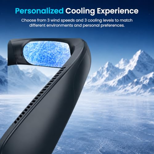 Image of Tp MaX PoRtAbLe BlAdElEsS NeCk FaN ReChArGeAbLe HaNdS FrEe PeRsOnAl CoOlInG FaN | 360 AiRfLoW WeArAbLe NeCk FaN | 3 SpEeD USB ReChArGeAbLe MiNi FaN FoR TrAvEl OfFiCe HoMe OuTdOoR SuMmEr UsE (MuLtIcOlOr iCe)