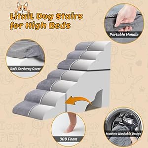   32-Inches-Dog-Stairs-Steps-for-High-Beds-30D-Density-Foam-Extra-Wide-Dog-Ramps-Pet-Stairs-Pet-Ladder-for-Bedside-Couch-Suitable-for-Dogs-Older-Cats