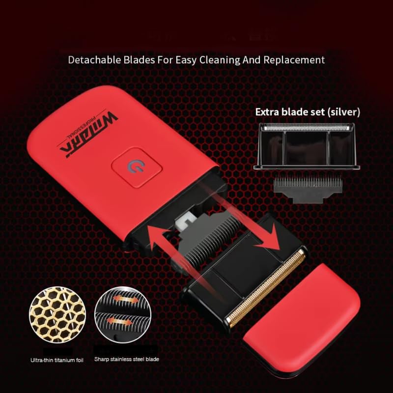 Image of WMARK NG-7901 Professional Barber Shaver Ultra-Thin Design 8800 RPM Motor Cord /Cordless Operation, Convenient Charging Features for Precise Grooming. Extra Blade set, Travel Pouch included, Model 25