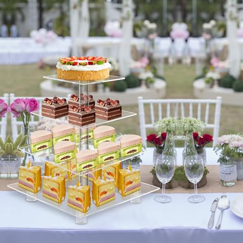 4 Acryl Cupcake-Ständer (Normal), acryl, farblos, 4 Tier Square with BASE – Ansicht 3