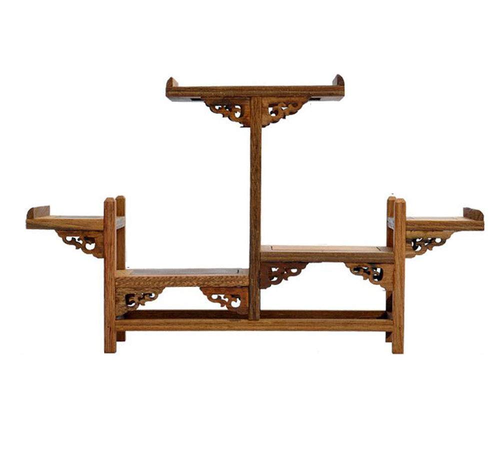 NWFashion Chinese Wooden Assemble Display Stand Symmetric Double Floor Curio Cabinets Shelf (3)