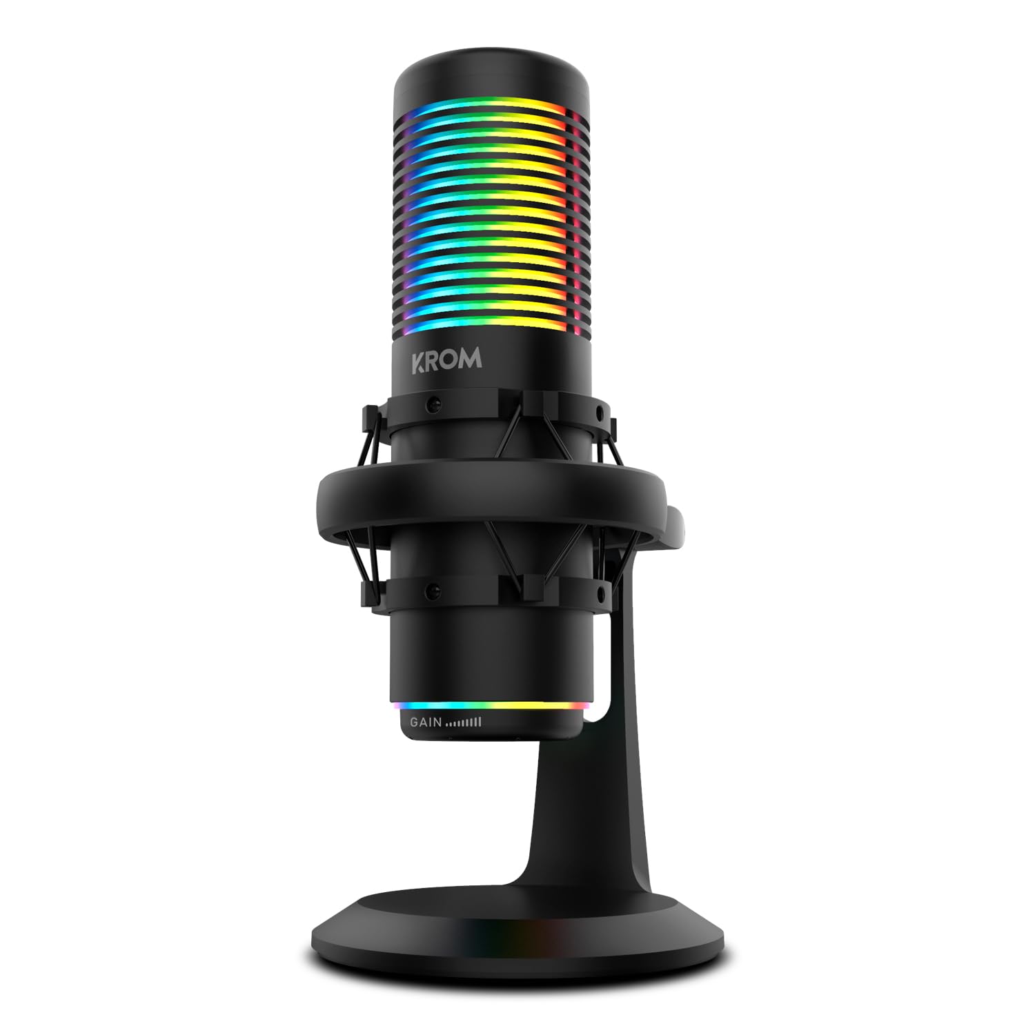 KROM Kaze – Kit Micrófono Streaming HQ con 2 Cápsulas de Condensador, Cardioide/Omnidireccional, Montura Anti-Shock, RGB, Compatible Windows, MacOS, Android e iOS – Negro en oferta en Amazon