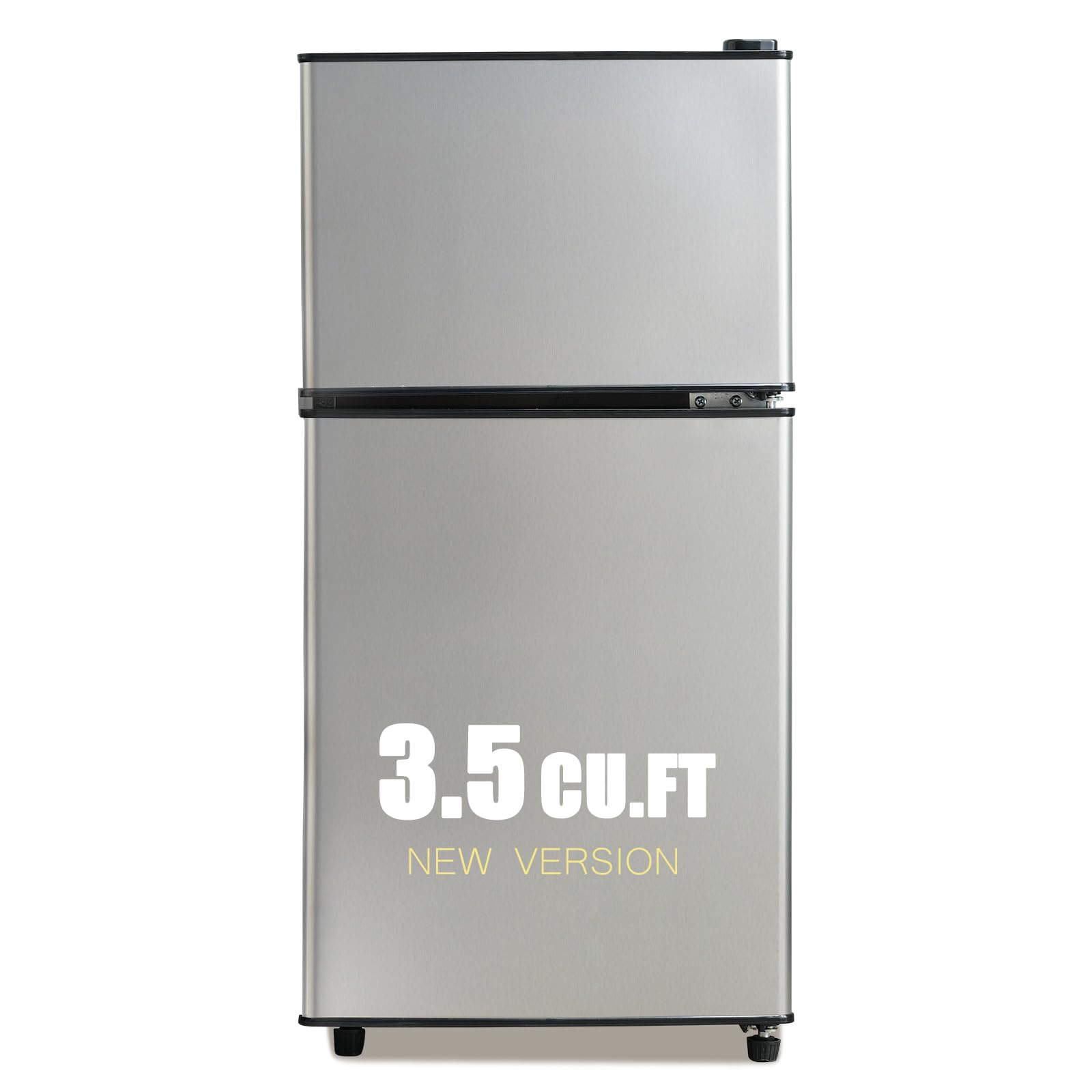 Mini Fridge with Freezer Silver 3.5 Cu.ft Compact Refrigerator Small for Home, Office, Dorm, RV, Apartment with Adjustable Mechanical Thermostat 2-Door Design on Fridge.com
