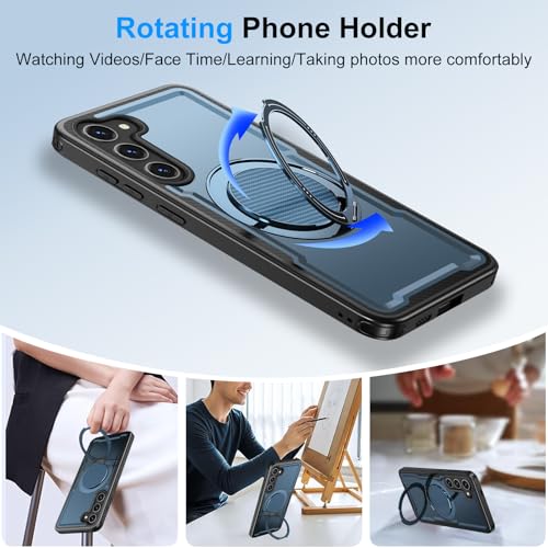 Coque Samsung S23 magnétique en PC et TPU robuste avec support de visionnage ajustable