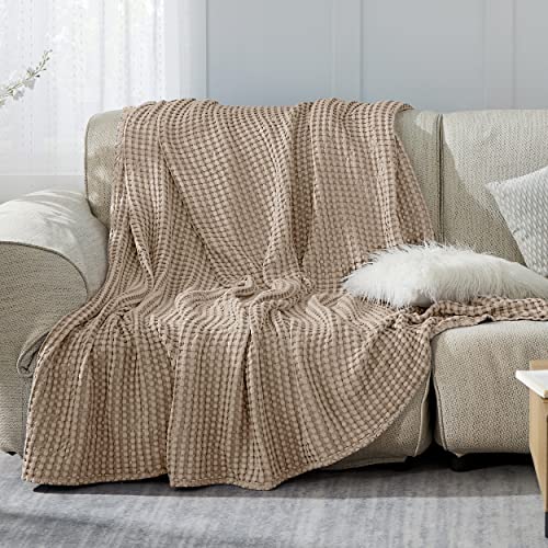 Bedsure Cooling Bamboo Waffle Queen Size Blanket - Soft, Lightweight And Breathable Full Blankets For Hot Sleepers, Luxury Cotton Throws For Bed, Couch And Sofa, Taupe 90X90Inches #TOP3