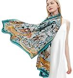 Gragengs Women Silk Scarves Long Satin Lightweight Outdoor Shawl Wraps Printed Head Scarf 70''X35'',110-Paisley/Green