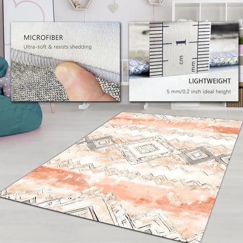 Tapis de sol géométrique moderne 180x210 cm aux finitions soignées pour salon - 6