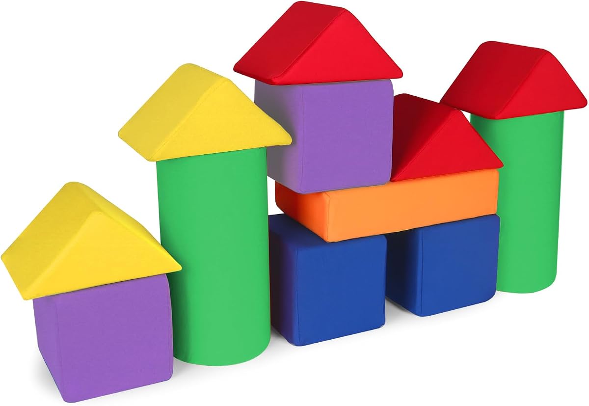 Bloques de construcción de espuma para niños pequeños, 4 tipos de formas, juegos de bloques apilables coloridos para niños, bloques de construcción de espuma suave, juguetes para lanzar