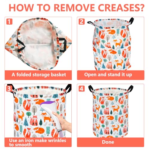 Image of Round Laundry Basket Nursery Hamper Kids Storage Bin Baby Toy Organizer Box Gift Basket for Room Decor