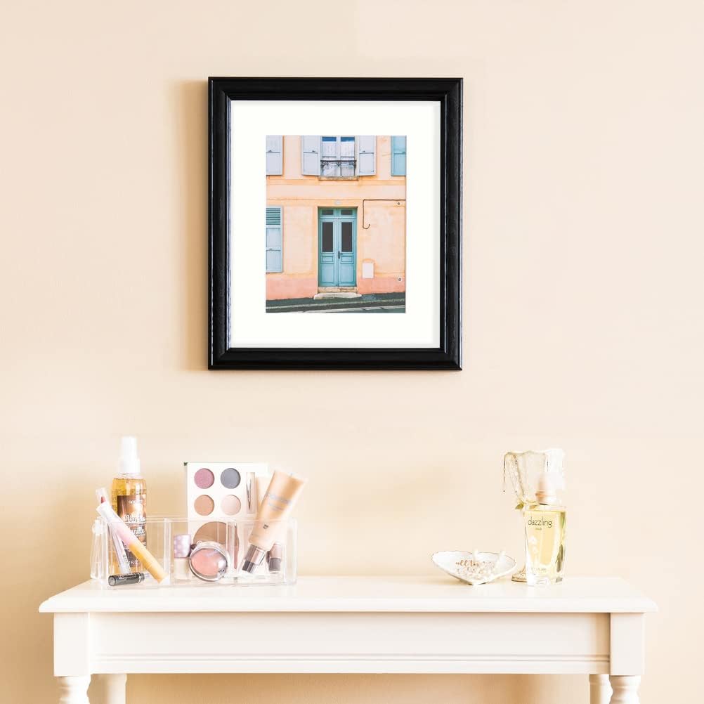 ArtToFrames 8x10 inch Black Stain on Solid Red Oak Picture Frame with 2 Inch Single Light Cream Mat, SingleMat-0066-59504-YBLK-8x10-1403