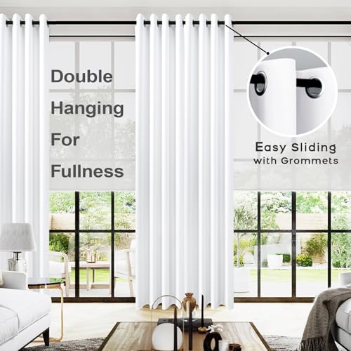Image of KOUFALL White Blackout Curtains for Living Room 52x102 Inch Length