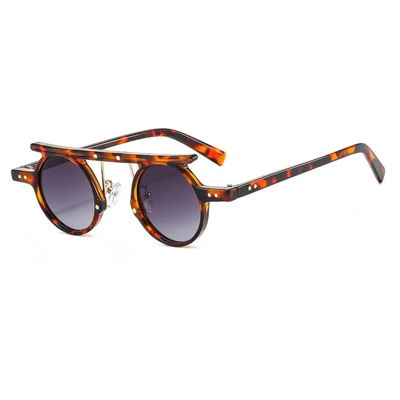 Gafas de sol UV400 para hombres y mujeres, marco pequeño punk redondo gris claro, lente ligera para deportes al aire libre y conducción