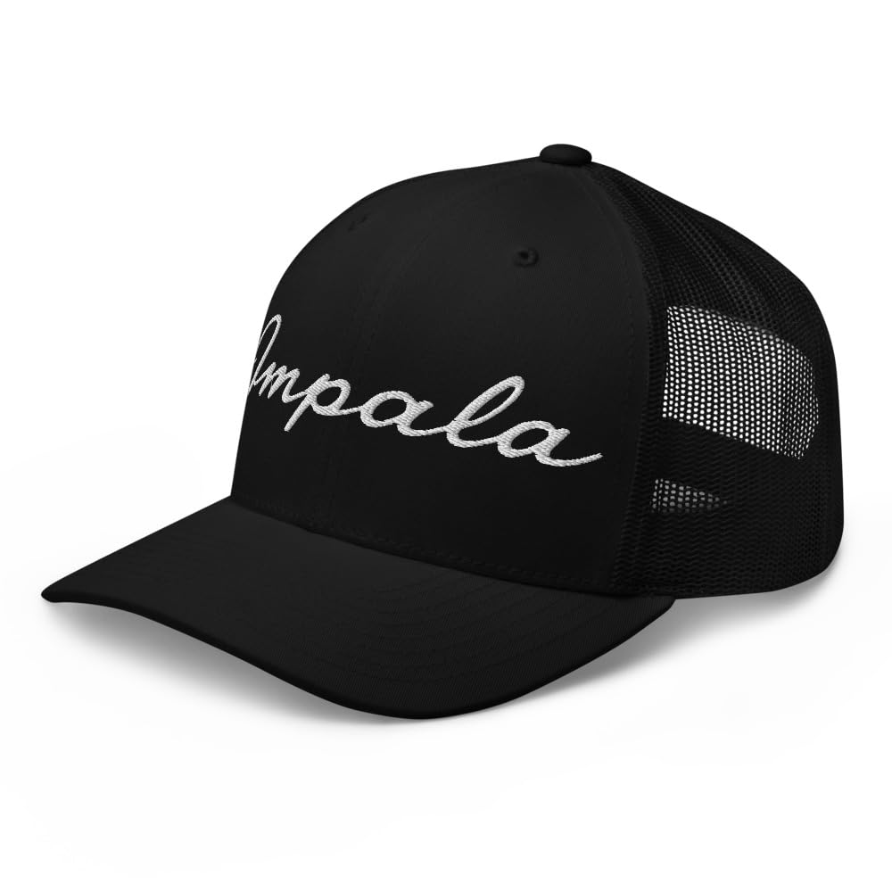 1958 Impala Script Trucker Hat - Vintage Chevy Car Mesh Back Cap - Retro Haftowana Snapback