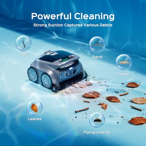 Image of WYBOT B1 Cordless Robotic Pool Vacuum, Quad-Roller Brushes for Edge Cleaning, Smart Pool Cleaner Robot for Inground & Above Ground Pools, High Obstacle Crossing, App Control, Silver Gray