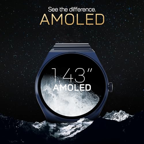 Image of Fire-Boltt Phoenix Nova Smartwatch 1.43 inch Slim Super AMOLED Display 466x466 Pixel Always-On Display Bluetooth Calling, Health Tracker for Men & Women Midnight Sapphire
