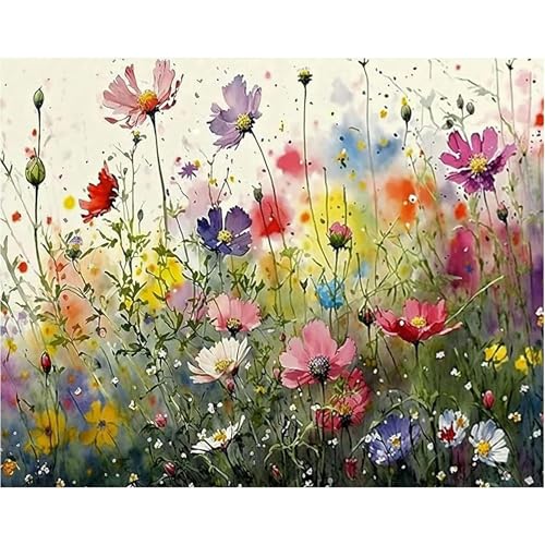 Mrnsiet Kit de punto de cruz con estampado de flores, kit de adornos de punto de cruz de flores coloridas DIY para adultos principiantes, kits de bordado de punto de cruz contado, decoración del hogar