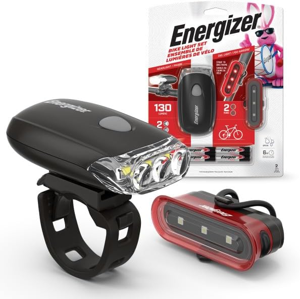 Energizer Luz de bicicleta, 130 lúmenes, resistente a la intemperie, luz de clip para bicicletas, baterías incluidas