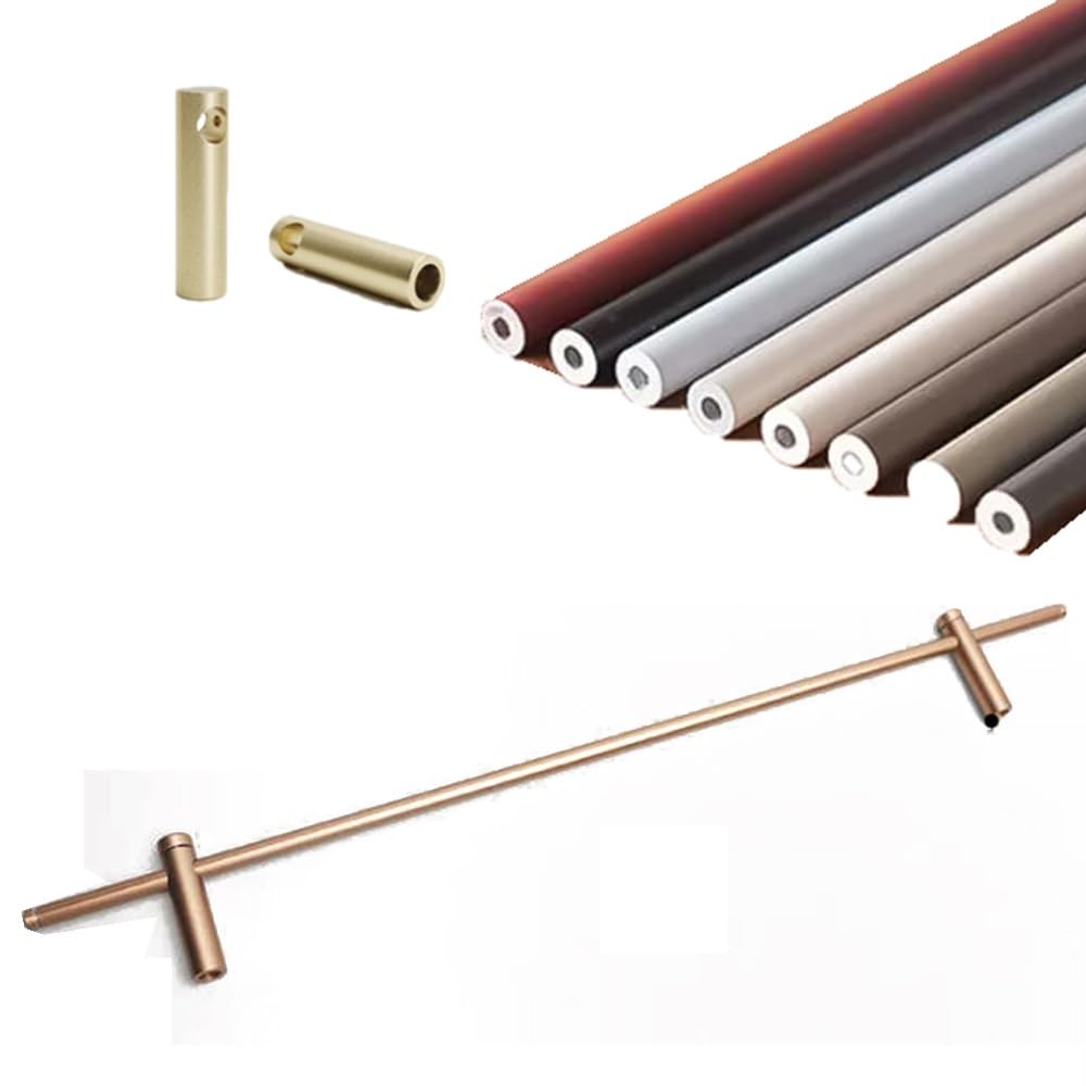 SVBVRFEEW Metal Shelf Guard Rail Decorative 8 16 24 32 40 48 In Shelf Tipping Guardrail Bar Aluminum Round Tube Wood Shelves Fence Gallery Rail For Shelves(Brown,110cm/43.3in)