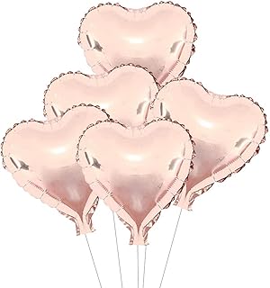 AnnoDeel 20 pcs Pink Heart Foil Balloons, 18inch Pink Heart Shaped Helium Balloons Mylar Balloons for Wedding Decoration P...