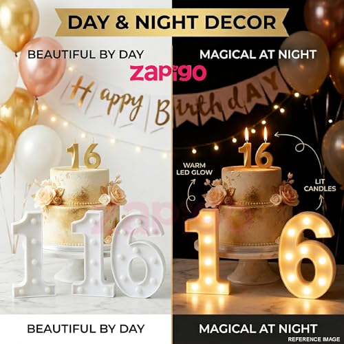 Image of Balloonistics LED Marquee Number 3 Light - Cordless Battery-Operated Light Up Number Sign for 3rd Birthday, Anniversary, Wedding, Party Decoration, Photo Booth Backdrop, Cake Table Decor