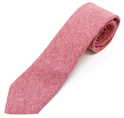 Image of Men's Chambray Cotton Skinny Necktie Tie Textured Distressed Style - 2.5 inch Width
