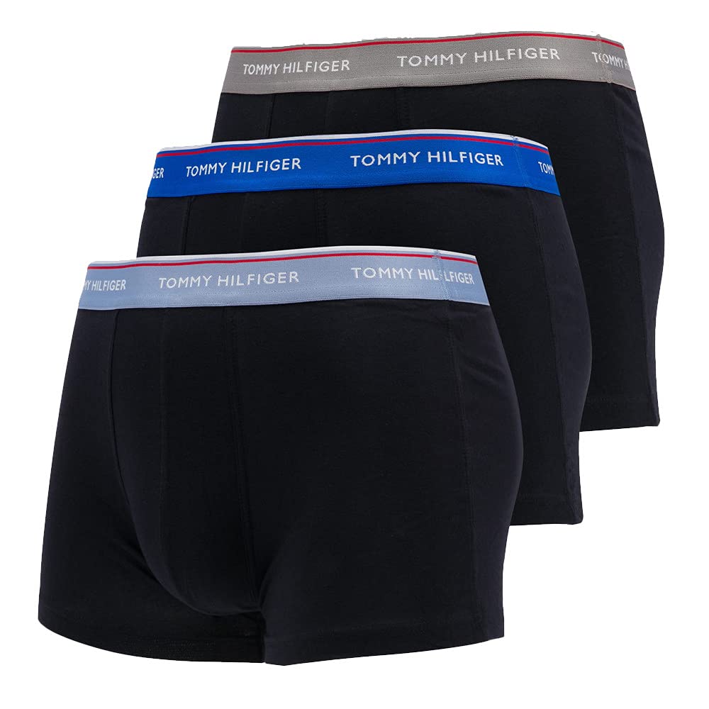 Tommy Hilfiger Herren 3er-Pack Boxershorts 3P Trunk Wb mit Stretch, Electric Blue/Sublunar/Moon Blue, S