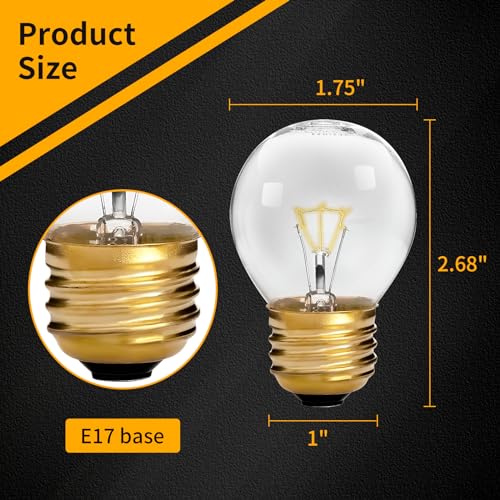 Image of Oven Light Bulb - 40 Watt Appliance Bulb for Maytag GE Ken-More Whirlpool Oven /Stove /Range Hood /Microwave /Refrigerator, G45 E26 /E27 Socket, Medium Brass Lead, High Temp - 4 Pack