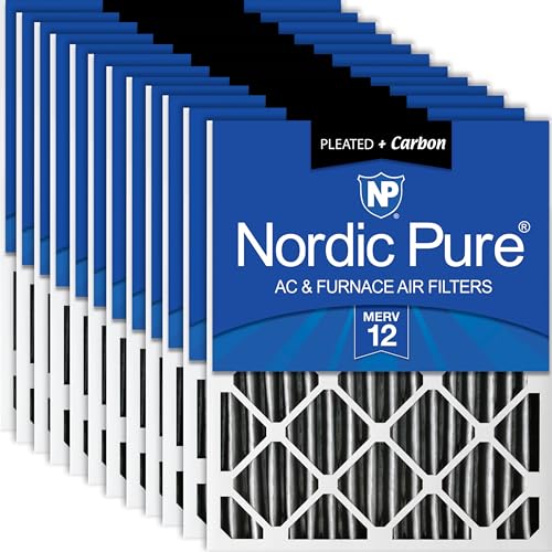 Nordic Pure 16x24x2 (Actual Size: 15 1/2 x 23 1/2 x 1 3/4) Furnace Air Filters MERV 12 Pleated Plus Carbon 12 Pack